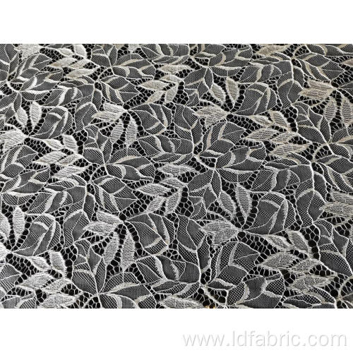 Nylon Polyester Leaf Pattern Cord Lace Fabric